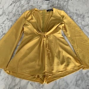 Akira Yellow Romper with Bell Sleeves